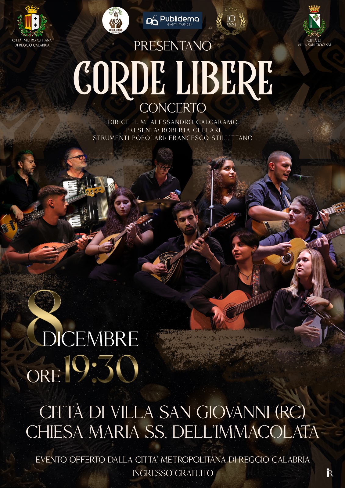 Locandina del concerto a Villa San Giovanni